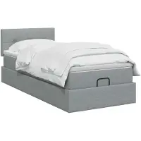 vidaXL Coffre de lit avec matelas et éclairage LED, gris clair, 100 x 200 cm, tissu