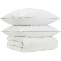 vidaXL Ensemble de couettes en duvet de canard, 90% duvet, modèle FULDA, 3 pièces, 155 x 220 cm, blanc