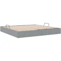 vidaXL Coffret de lit avec rangement, gris clair, 200 x 200 cm, tissu