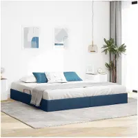 vidaXL Coffret de lit avec rangement, bleu, 200 x 200 cm, tissu