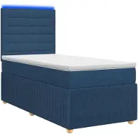 vidaXL LED Lit Boxspring avec matelas bleu 100 x 200 cm Tissu