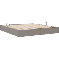 vidaXL Coffre de lit avec espace de rangement, couleur taupe, 180 x 200 cm, revêtement en tissu