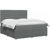 vidaXL LED Lit Boxspring avec matelas gris foncé 140 x 190 cm Tissu
