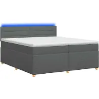 Syfax Lit boxspring avec matelas gris foncé 200 x 200 cm tissu