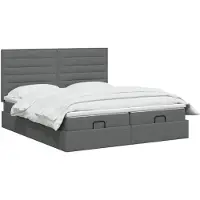 vidaXL Coffre de lit avec matelas et repose-tête, 2 pièces, tissu gris foncé