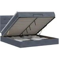 Syfax Banc coffre Ottoman avec matelas, couleur gris foncé, 180 x 200 cm, revêtement en velours