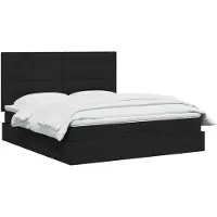 vidaXL Coffre de lit avec matelas, noir, 140 x 200 cm, tissu