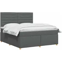 vidaXL Lit boxspring avec matelas gris foncé 140 x 190 cm Tissu