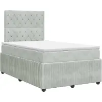 Syfax Lit boxspring avec matelas gris clair 120 x 190 cm velours