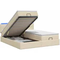 Syfax Lit Ottoman avec matelas et éclairage LED, dimensions 180 x 200 cm, revêtement en tissu