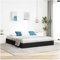 vidaXL Coffre de lit avec espace de rangement, noir, 180 x 200 cm, revêtement en tissu