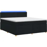 Syfax Lit Boxspring avec matelas Noir 140 x 190 cm Tissu