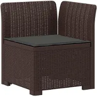 vidaXL : Canapé de jardin pour 6 personnes avec coussins, imitation rotin, en polypropylène, couleur marron