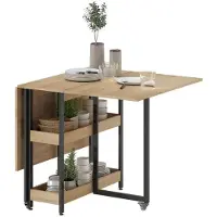 StarTech.com Table pliante - Table pour 4 personnes - Montée sur roulettes - Étagère ouverte - Gain de place, idéale pour les petits espaces - Structure en bois - Couleur vert armée