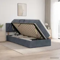 Prolenta Maison Exclusive - Lit coffre avec tête de lit, gris foncé, 90 x 190 cm, velours