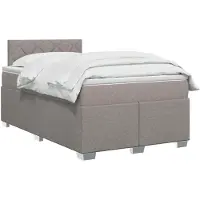 vidaXL Lit à lattes avec sommier, matelas et éclairage LED taupe, 120 x 190 cm, revêtement en tissu
