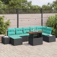 Prolenta Maison Exclusive - Ensemble de salon de jardin, 8 pièces, noir et vert émeraude