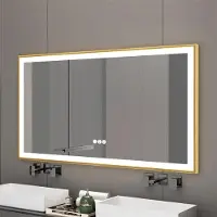 StarTech.com Miroir de salle de bain LED - Miroir mural rectangulaire - Éclairage frontal dimmable - 3 couleurs de lumière - Anti-buée - Cadre en aluminium - 100 x 60 cm