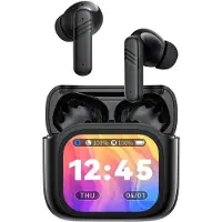 XO Écouteurs sans fil X50 TWS, écran LCD, ANC + ENC, 6 heures de musique, Bluetooth 6.0, double microphone, universels, noirs