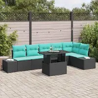 Prolenta Maison Exclusive - Ensemble de canapé de jardin, 7 pièces, en résine tressée noire