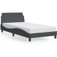 Syfax Cadre de lit "Dover", gris foncé, 100x190 cm, en velours
