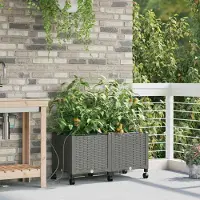 Prolenta Maison Exclusive - Deux jardinières pour fleurs avec système d'arrosage et roues, couleur gris clair