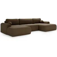 Bettso Canapé d'angle AURORA, 344 cm, couleur marron – Grande fonction couchage, mécanisme DL, mousse T-30, design moderne pour le salon