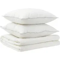 vidaXL : Ensemble housse de couette et taies d'oreiller, 3 pièces, 140x220 cm, modèle été, 140 GSM, en laine