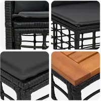 vidaXL Ensemble de salon de jardin 11 pièces, noir et gris foncé, en résine tressée