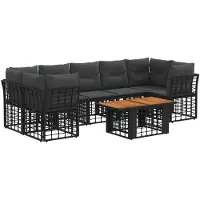 vidaXL Ensemble de canapés de jardin , 8 pièces, noir et gris foncé, en résine tressée