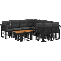 vidaXL Ensemble de canapés de jardin , 9 pièces, noir et gris foncé, en résine tressée