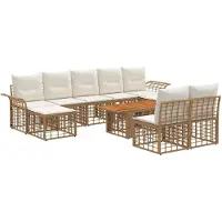 vidaXL Ensemble de canapés de jardin , 10 pièces, en résine tressée de couleur naturelle et crème
