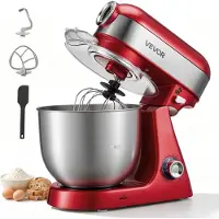 Vevor Robot Pâtissier à Tête Inclinable 5 L Batteur sur Socle 1000 W Rouge
