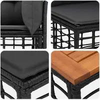 vidaXL Ensemble de salon de jardin 11 pièces, noir et gris foncé, en résine tressée