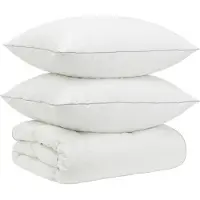 Syfax Ensemble de couettes en duvet de canard, 90% duvet, modèle FULDA, comprenant 3 pièces, dimensions 200 x 240 cm, couleur blanche