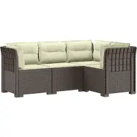 vidaXL : Canapé de jardin pour 4 personnes avec coussins, imitation rotin, plastique PP, gris clair