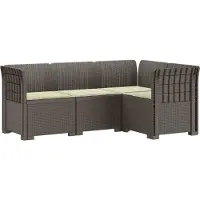 vidaXL : Canapé de jardin pour 4 personnes avec coussins, imitation rotin, plastique PP, gris clair