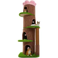 StarTech.com Arbre à gratter haut - Grand arbre à gratter en bois AMT0349BN - 174 cm - 5 plateformes avec 4 cachettes - Poteaux à gratter épais - Idéal pour les grandes et les grosses races de chats