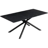 StarTech.com Table de salle à manger moderne - Table de cuisine rectangulaire - Structure en métal - 180 x 90 cm - Pour 6 personnes - Structure en forme de croix - Noir