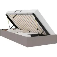 vidaXL Coffre de lit avec espace de rangement, couleur taupe, 90 x 190 cm, revêtement en tissu