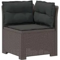 vidaXL : Canapé de jardin pour 4 personnes avec coussins, imitation rotin, plastique PP, gris clair
