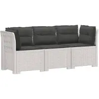 vidaXL Canapé de jardin pour 3 personnes avec coussins, imitation rotin, plastique PP, blanc