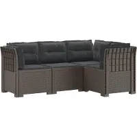 vidaXL : Canapé de jardin pour 4 personnes avec coussins, imitation rotin, plastique PP, gris clair