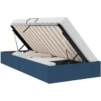 vidaXL Coffre de lit avec espace de rangement, bleu, 100 x 200 cm, tissu