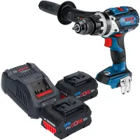 Bosch GSB 18V-110 C Professional : perceuse-visseuse à percussion sans fil 18 V, 110 Nm, moteur sans balais + 2 batteries ProCORE 5,5 Ah + chargeur