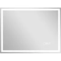 BellaFurn Miroir LED avec fonction anti-buée et horloge | Couleur : Argent | Dimensions : 60 x 3,5 x 80 cm
