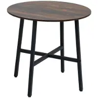 BellaFurn Table ronde de salle à manger, diamètre 80 cm – Table imitation bois | Couleur : Brun rustique, noir | Dimensions : 80x80x76 cm