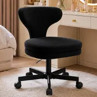 COMHOMA Chaise de maquillage avec roulettes, chaise de maquillage avec dossier enveloppant, fauteuil pivotant à hauteur réglable, jolie chaise de bureau pour chambre, pour la maison