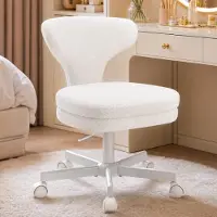 COMHOMA Chaise de maquillage avec roulettes, chaise de maquillage avec dossier enveloppant, fauteuil pivotant à hauteur réglable, jolie chaise de bureau pour chambre, pour la maison