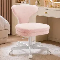 COMHOMA Chaise de maquillage avec roulettes, chaise de maquillage avec dossier enveloppant, fauteuil pivotant à hauteur réglable, jolie chaise de bureau pour chambre, pour la maison